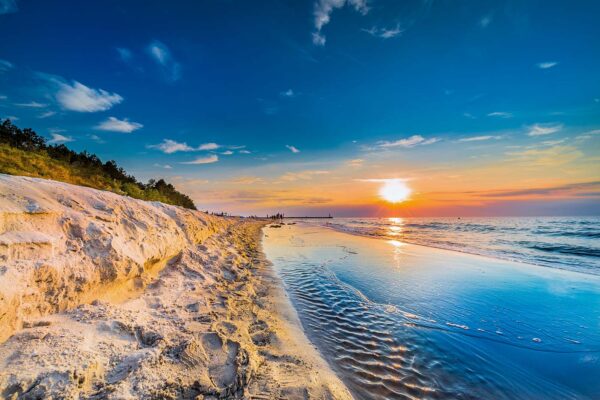 Plaża Mrzeżyno. Noclegi Mrzeżyno. Noclegi Trzebusz. Krok od morza. Zachód słońca Mrzeżyno